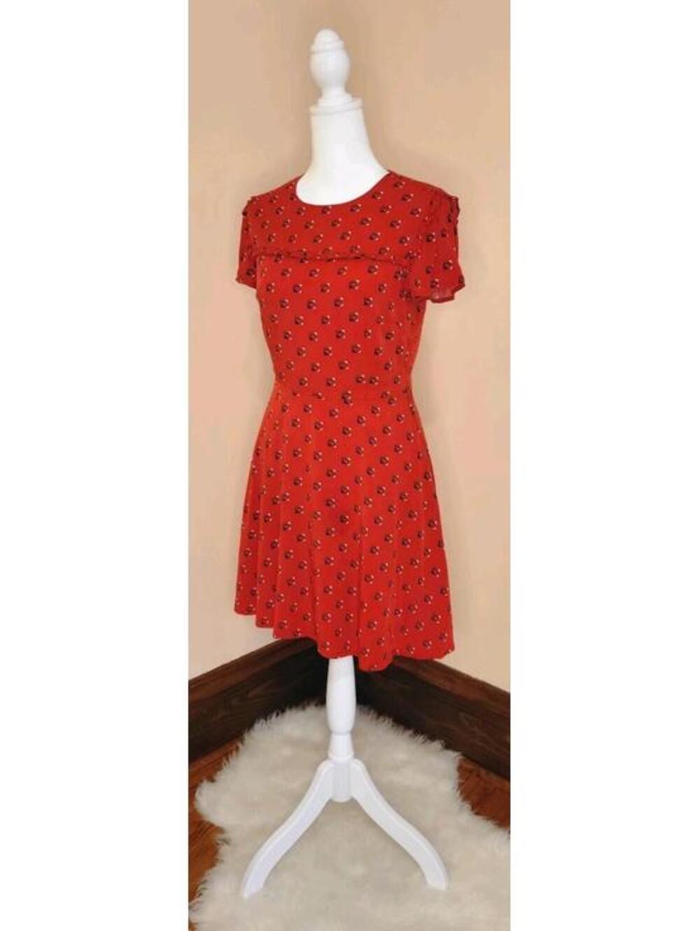 Forever 21 Women's Red Print Lined Fit & Flare Mini Dress Size S Small